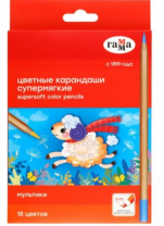 Карандаши цветные Гамма "Мультики", 18цв., супермягкие, увелич. диаметр грифеля 4,0мм, заточен., карт Калининград