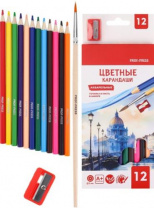 Карандаши цв.акварел.,12 цв. ТУМАННЫЙ ГОРОД (КЦ-4387) гекс,точилка и кисточка в наб,d=3мм,в к/к,кр12 Калининград