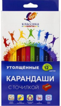 Карандаши цветные трехгранные утолщенные "Классика" 12 цв. с точилкой Калининград